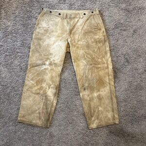 Vintage CC Filson Fireman's Waxed‎ Tin Pants Seattle Made In USA 36x26